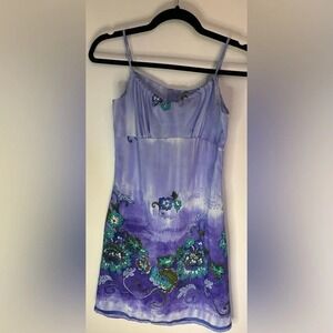 Vintage The Hawaiian Original Hilo Hattie Purple Dress Small Floral Strappy Poly